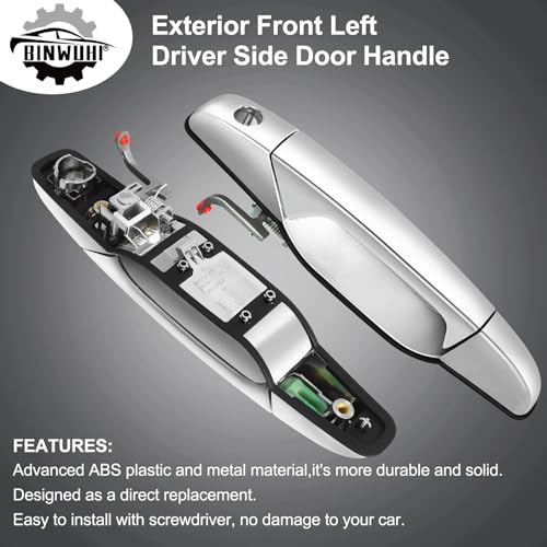 BINWUHI Exterior Front Driver Door Handle Compatible with The Following Models: 2007-2013 Cadillac Escalade, Chevrolet Chevy Silverado Tahoe Avalanche Suburban, GMC Sierra Yukon XL Denali, 20828258 - Image 5