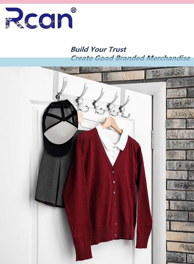Rcan Door Hanger Over The Door Hooks for Hanging Coat Rack Clothes Hat Stainless Steel Over The Door Towel Rack with 5 Hooks for Bedroom Closet and Bathroom - Image 4