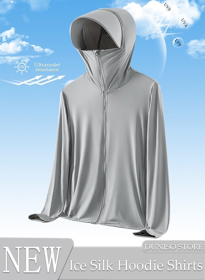 DUNISO Lightweight Sun Protection Clothing For Men, UPF 50+ Long Sleeve Sun Protection Hoodie Shirt , Long Sleeve Ice Silk Hoodie Shirts for Outdoor Climbing Hiking - Image 1