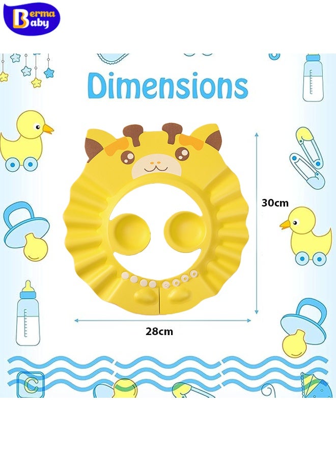 Berma Baby Baby Shower Cap with Earmuffs Foldable Anti-Reflux Cartoon Baby Shower Head Cap Adjustable Bathing Shower Protection Hat Soft Baby Bath Shampoo Cap Wash Shower Visor Hat for Toddler Children - Image 2
