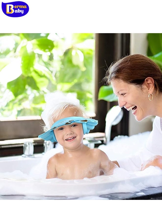 Berma Baby Baby Shower Cap with Earmuffs Foldable Anti-Reflux Cartoon Baby Shower Head Cap Adjustable Bathing Shower Protection Hat Soft Baby Bath Shampoo Cap Wash Shower Visor Hat for Toddler Children - Image 5