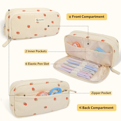 FINPAC Pencil Case Corduroy Triangle Makeup Bag Kawaii Pen Bag Pouch Holder Box Organize for Study Office or Travel Purple - Image 3