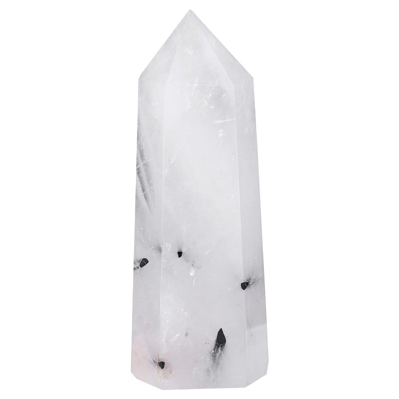 SUNYIK Black Rutiled Quartz Self Standing 6 Facet Single Point Figurine Sphere 235