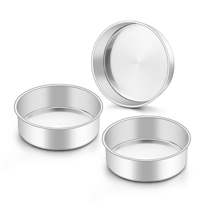 Stainless Steel 6 Inch Round Cake Pan 2-Inch Deep Seamless Design - Mirror-Polished Interior for Even Heat Distribution Layer Cake Tin for Wedding Birthday Baking - Image 1