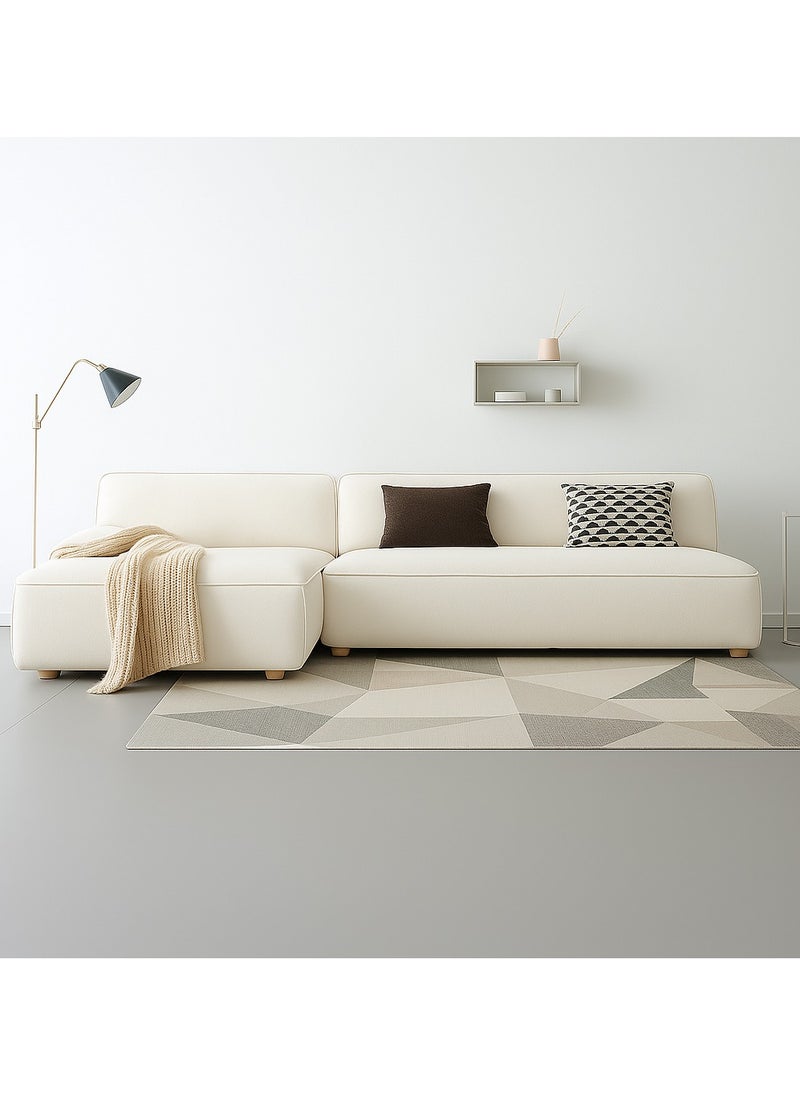 KARNAK Karnak Chelsea 3-Seater Luxury L-Shape Velvet Sofa with Free Pillows - Ivory Off-White  - Image 1