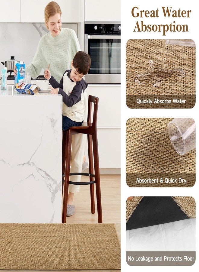 SofterCharm Kitchen Rugs and Mats, Non Slip Washable Set of 2 PCS, Absorbent Kitchen Mats for Floor, Kitchen Runner Rug, Rubber Backing, for Kitchen Decor, Front of Sink(Khaki, 20’’x 32’’+ 20’’x 47’’) - Image 3
