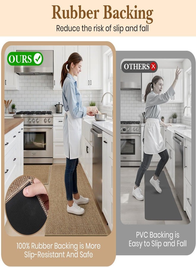 SofterCharm Kitchen Rugs and Mats, Non Slip Washable Set of 2 PCS, Absorbent Kitchen Mats for Floor, Kitchen Runner Rug, Rubber Backing, for Kitchen Decor, Front of Sink(Khaki, 20’’x 32’’+ 20’’x 47’’) - Image 5