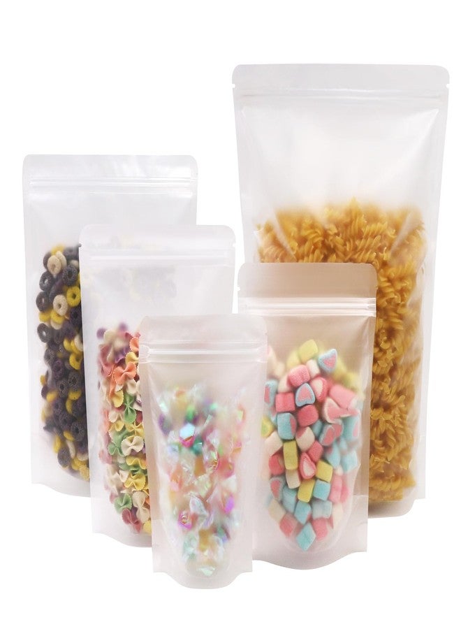 SumDirect 50Pcs 5x8 inches Matte Frosted (Not Clear) Zipper Resealable Stand Up Drink Bags,Snack Food Tea Packing Drinking Pouches - 5x8inches - Image 1
