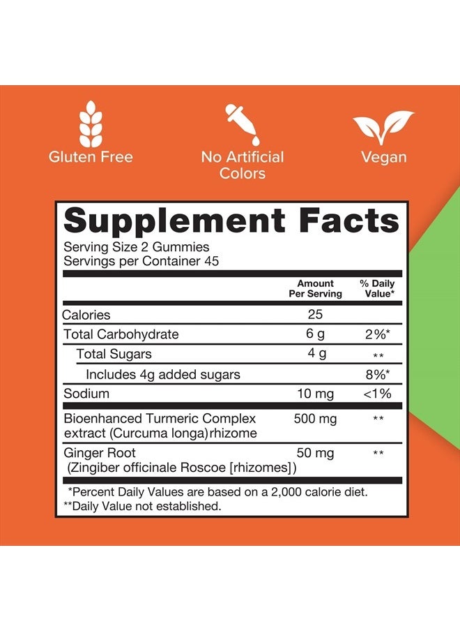 Turmeric and Ginger Gummies - Joint Support Supplement with Ultra High Absorption, 90 Count Vegan and Gluten Free Gummies - pzsku/ZFB9963703331210E373EZ/45/_/1715632796/284a06c3-f339-43b7-a44c-01c746daf31a