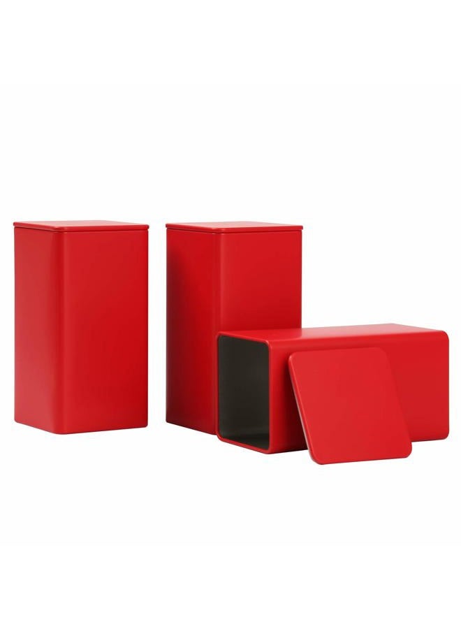 Tianhui Square Tin Can Empty Cube Steel Box Storage Container kit 65mm Series for Treats, Gifts, Favors, Loose Tea, Coffee and Crafts, Red, 3L - Image 1