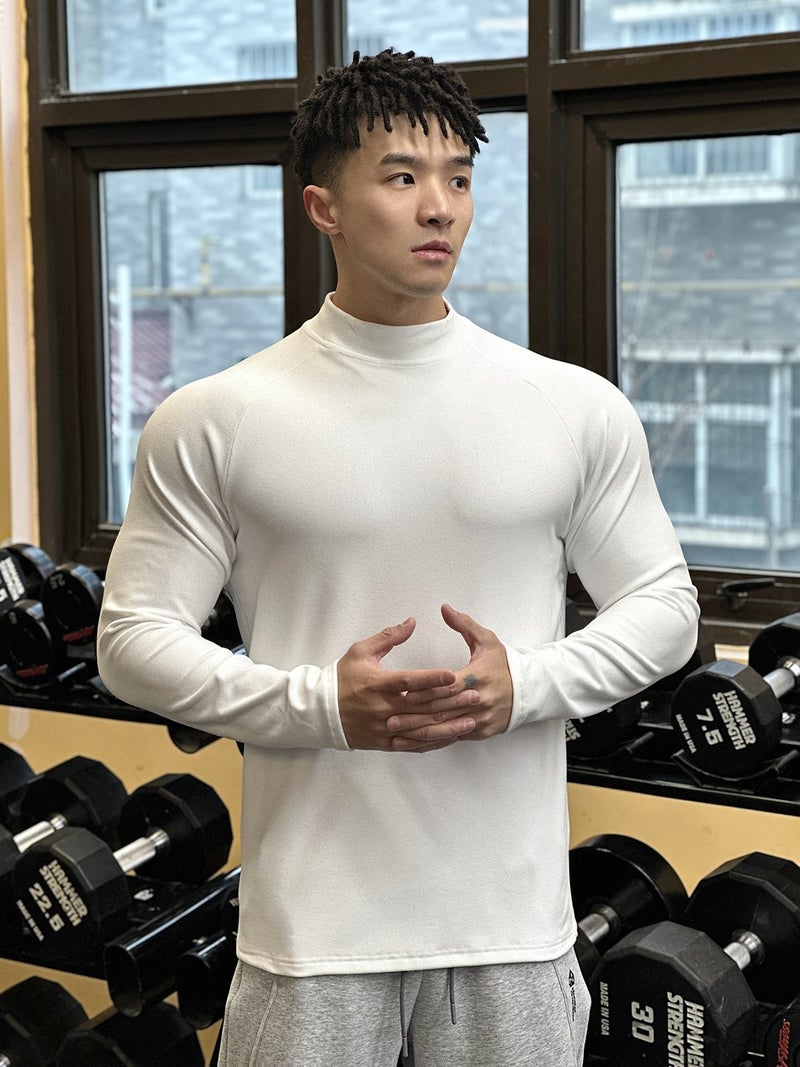 New Sports Casual Long Sleeve Loose Round Neck Men'S Top Muscle Fleece-Lined Warm Fashion All-Match Running T-Shirt - Image 3