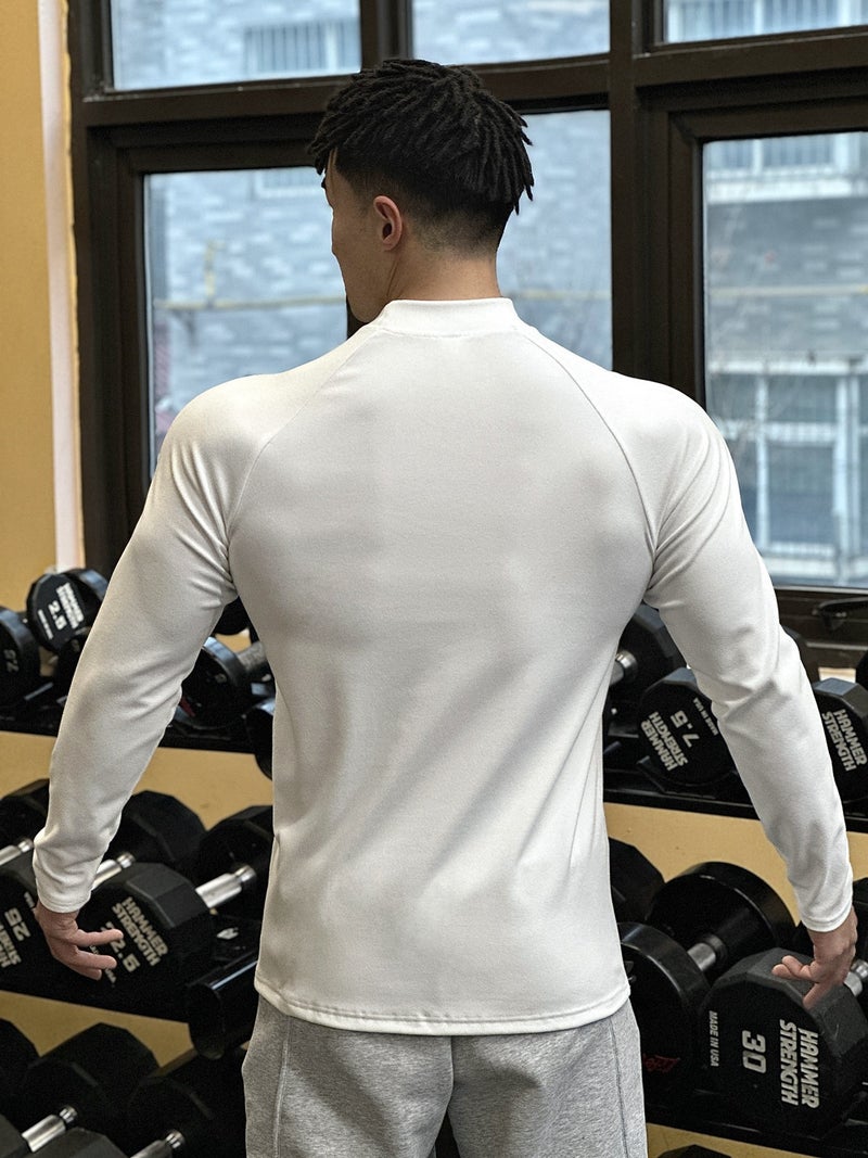 New Sports Casual Long Sleeve Loose Round Neck Men'S Top Muscle Fleece-Lined Warm Fashion All-Match Running T-Shirt - Image 5
