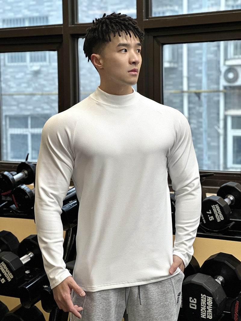 New Sports Casual Long Sleeve Loose Round Neck Men'S Top Muscle Fleece-Lined Warm Fashion All-Match Running T-Shirt - Image 4
