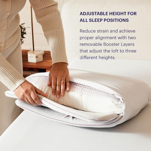 Purple DreamLayer Pillow - Standard Size, Multi-Layered GelFlex Grid & MicroAir Foam for Support & Pressure Relief - Customizable Height with Removable Foam Booster Layers - Image 4