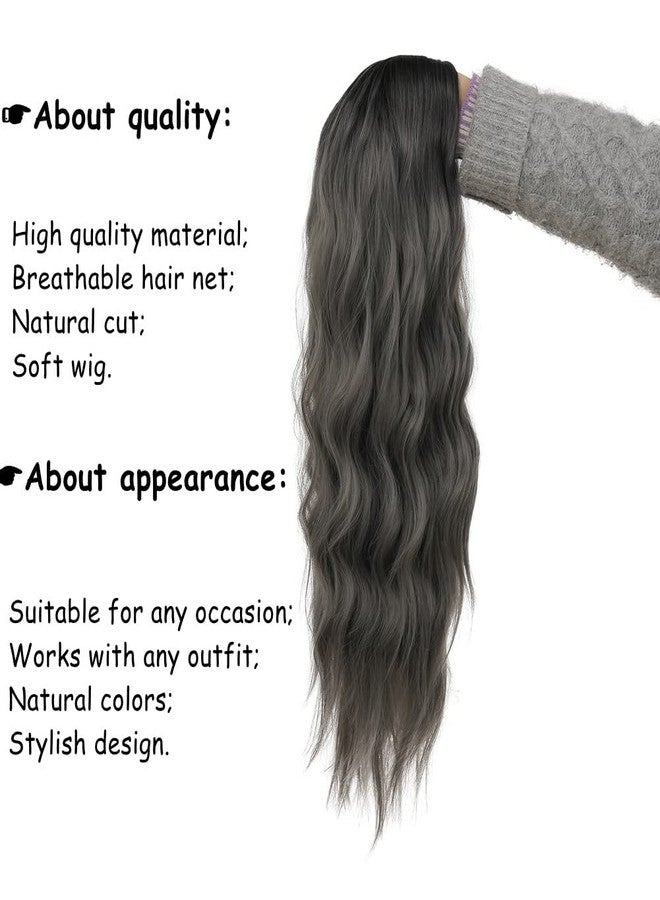تسيسيس شعر مستعار طويل مجعد ومموج من تسيسيس، رمادي وأسود متدرج، للنساء، شعر صناعي، جذور داكنة، شعر مستعار كامل، مناسب للتنكر، حفلات الهالوين، والاستخدام اليومي - Image 4