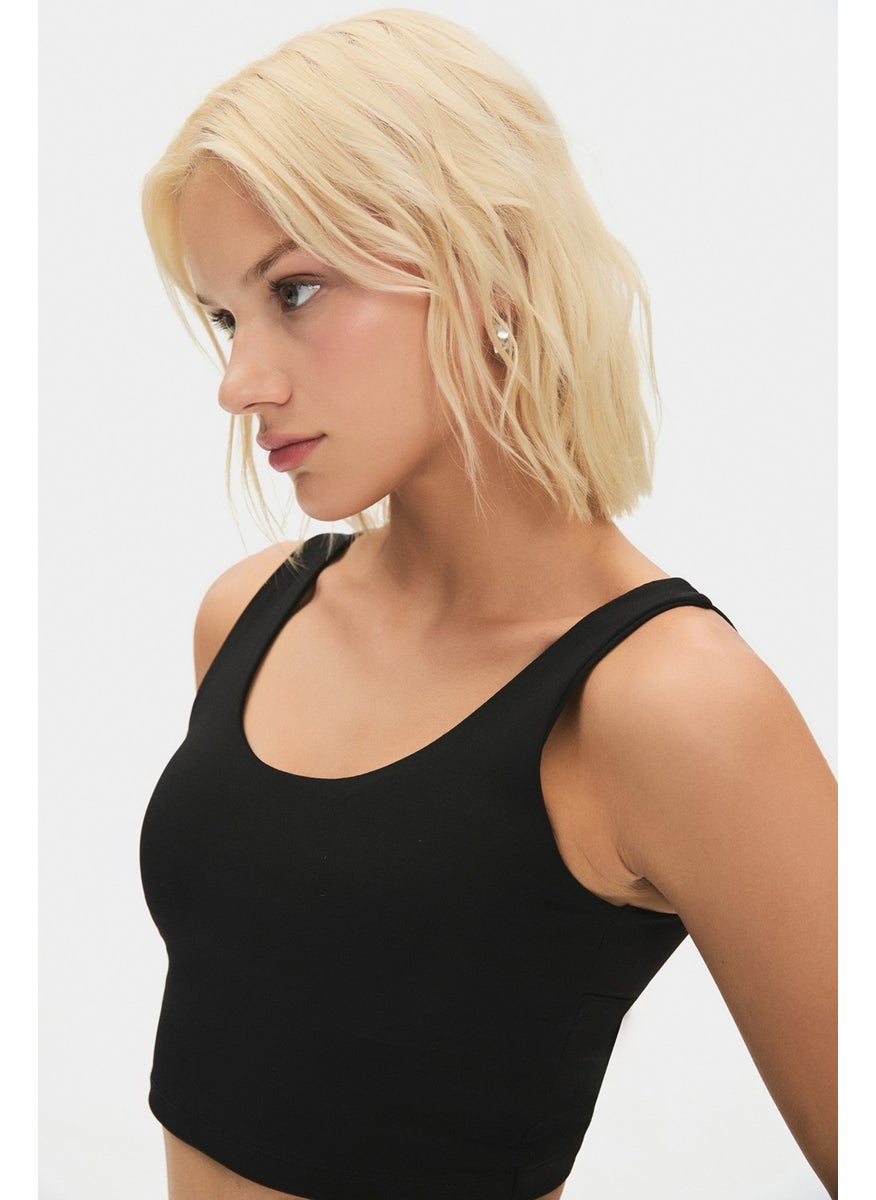 JOYSTAR Women's Black Lightly Supported Back Detailed Covered Sports Bra  - Image 5