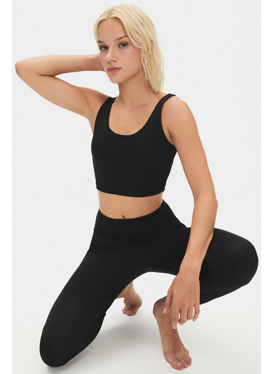 JOYSTAR Women's Black Lightly Supported Back Detailed Covered Sports Bra  - Image 1