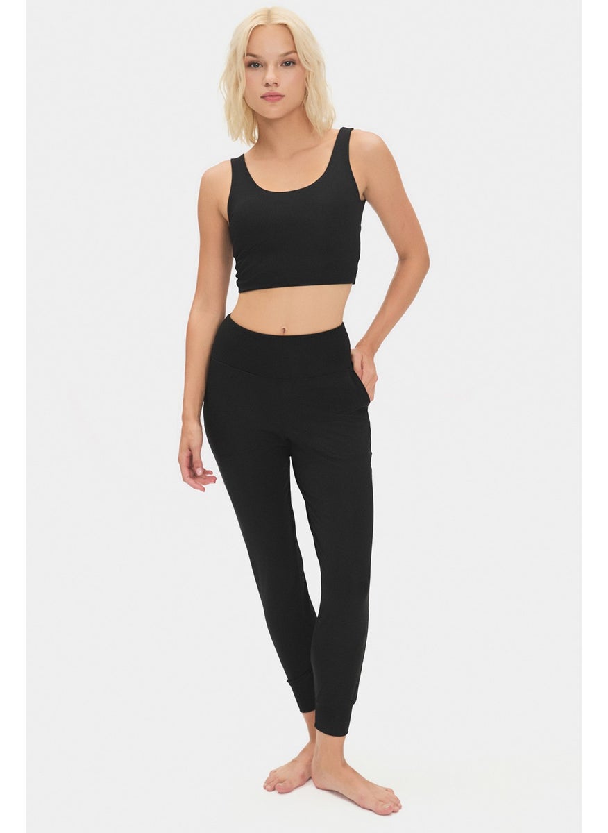 JOYSTAR Women's Black Lightly Supported Back Detailed Covered Sports Bra  - Image 2