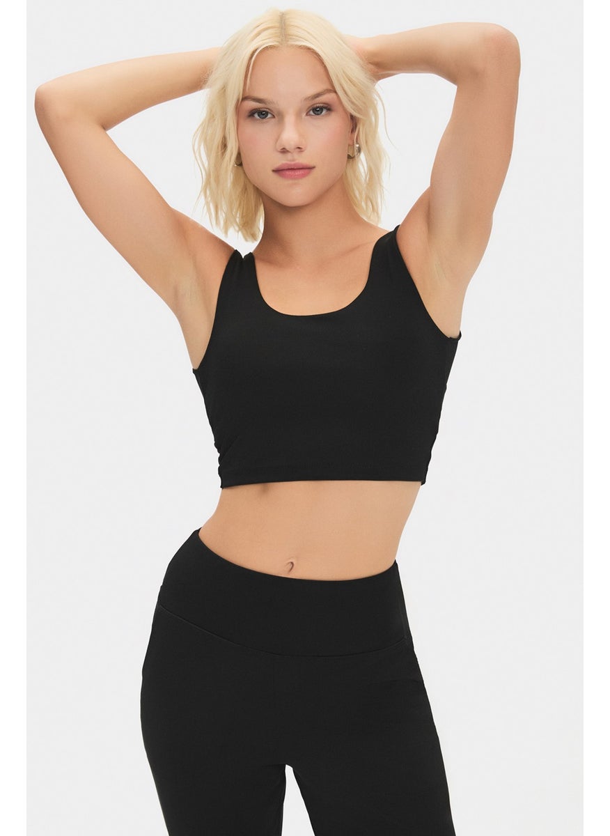 JOYSTAR Women's Black Lightly Supported Back Detailed Covered Sports Bra  - Image 3