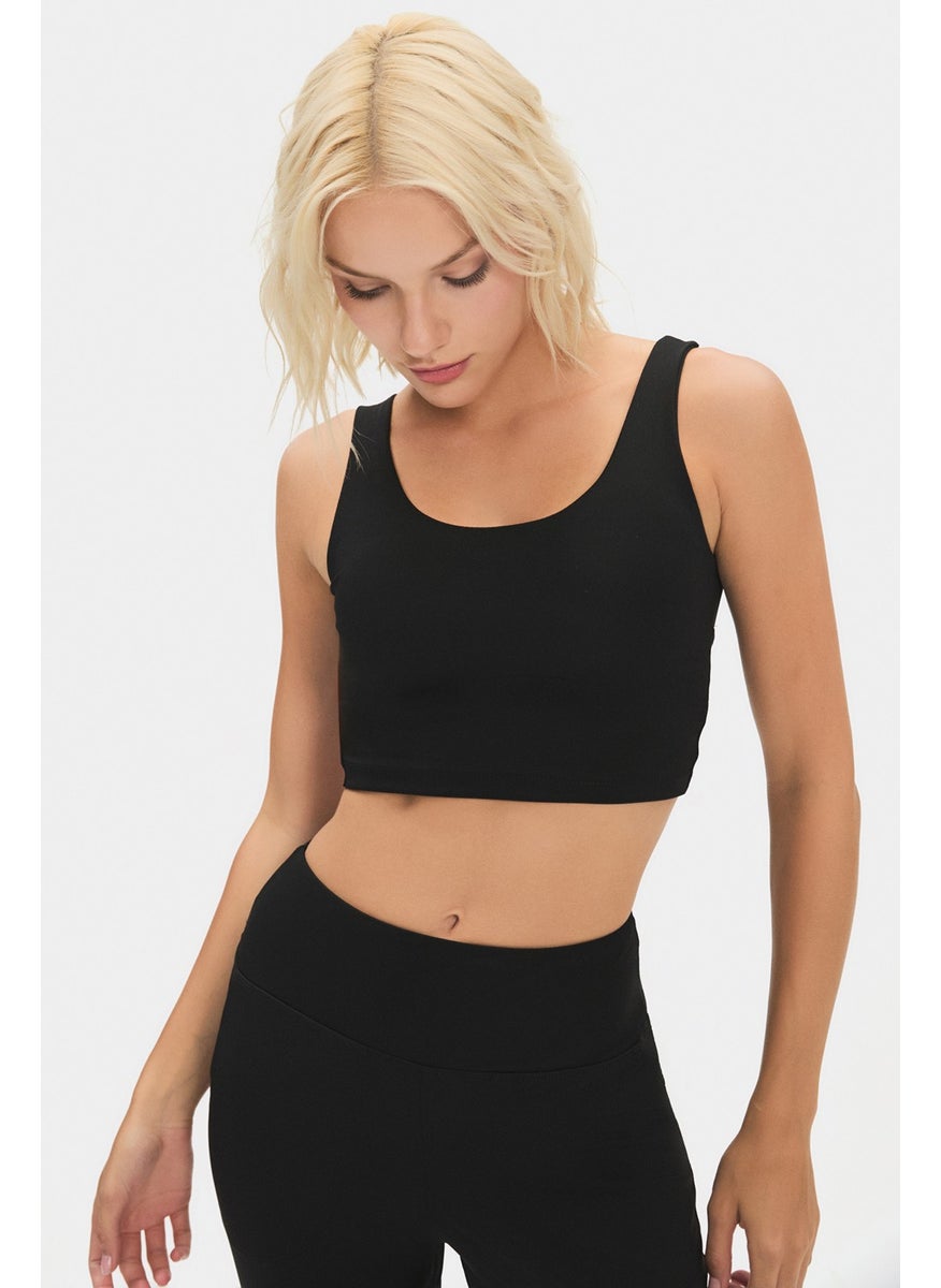JOYSTAR Women's Black Lightly Supported Back Detailed Covered Sports Bra  - Image 4