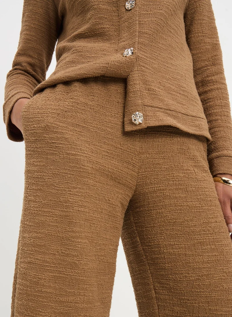 Matalan Brown Camel Boucle Wide Leg Co Ord Trousers for Women | Best Price UAE