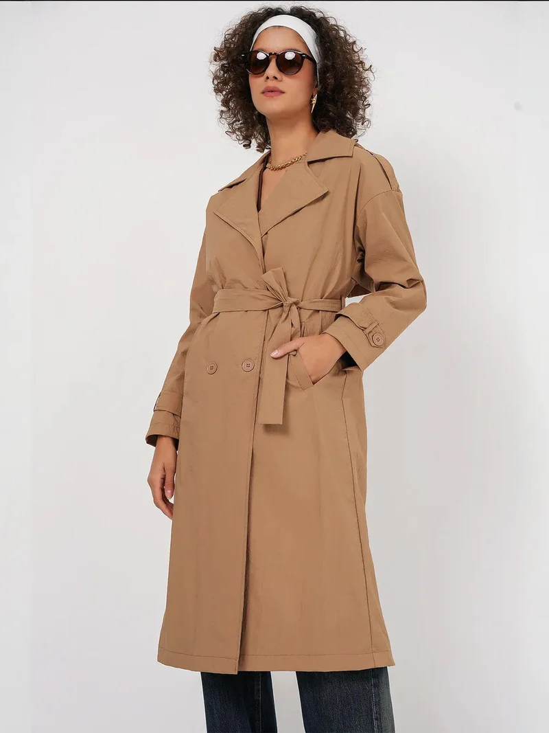 بيغ دارت معطف ترنش طويل بياقة مزدوجة من