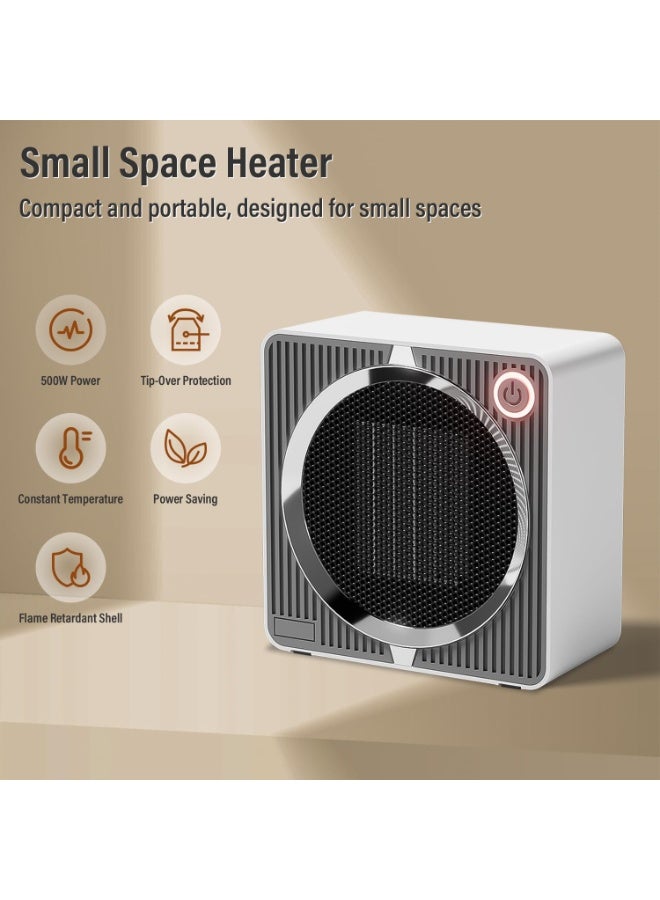 أوريون ماكس مدفأة مروحة صغيرة PTC بقوة 500 وات، محمولة وصغيرة الحجم، حماية من الحرارة الزائدة والانقلاب، هواء دافئ بسرعة واحدة، هيكل ABS، مثالية للمنزل والمكتب وغرفة النوم - Image 2