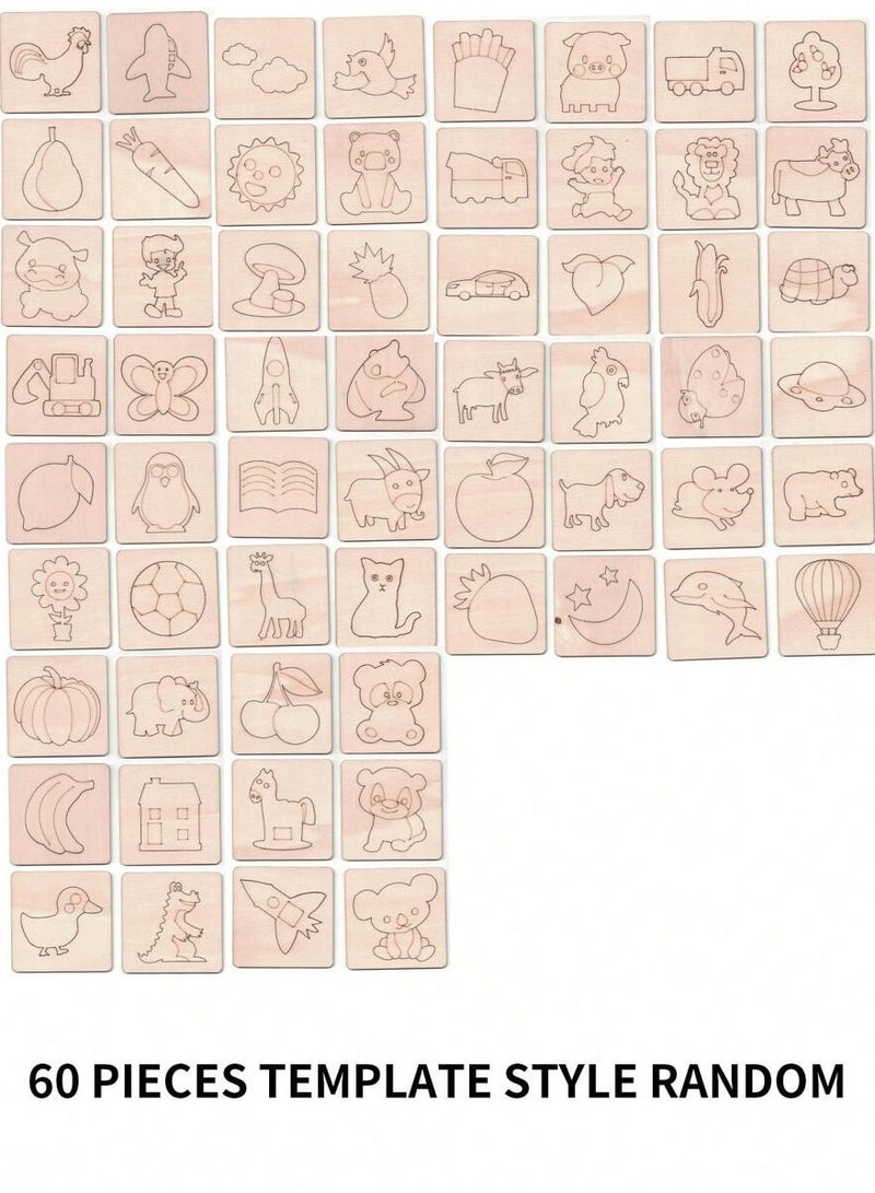 20 قطعة من القوالب اليدوية على شكل حيوانات وفواكه والأنماط بأصباغ خشبية ،العاب منتوسوري تعليميه للاطفال، قوالب صباغة وملصقات DIY بتصاميم مختلفة - Image 4