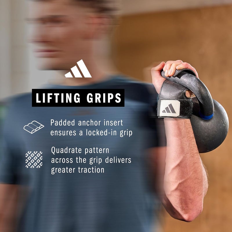 ADIDAS Lifting Grips - Black/White - S/M - Image 4