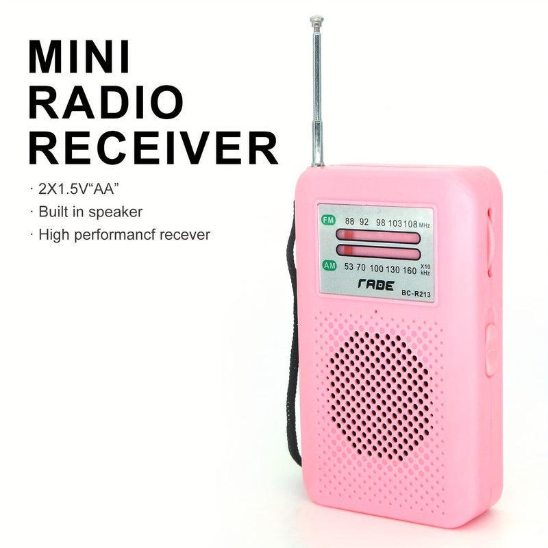راديو محمول باللون الوردي مزود بموجات AM/FM ومكبر صوت مدمج وشاشة VFD وهوائي قابل للتعديل مناسب للتخييم والسفر وحالات الطوارئ - Image 5