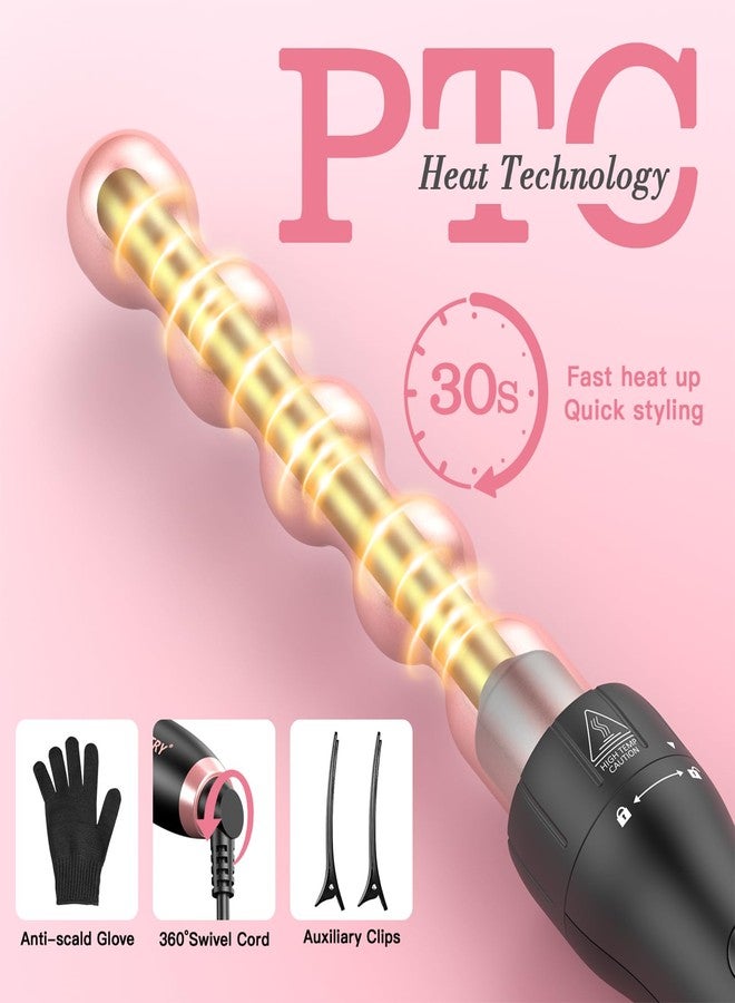MOCEMTRY 5 in 1 Curling Wand Set (0.35"-1.25") with 3 Barrel Hair Crimper, Bubble Curling Wand and 3 Ceramic Barrels, Curling Iron 1 inch Crimper Hair Tool Waver with Two Temp Control, Gifts for Women - Image 5