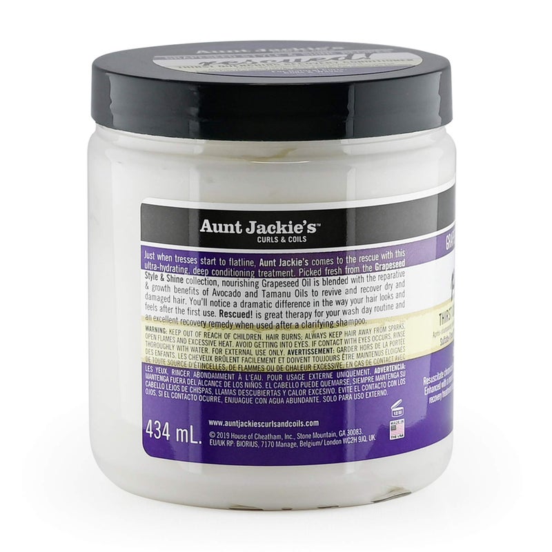 Aunt Jackie's Grapeseed Style and Shine Recipes Rescued Thirst Quenching Hair Recovery Conditioner Repair Treatment, Seals in Moisture, 18 oz - Image 3