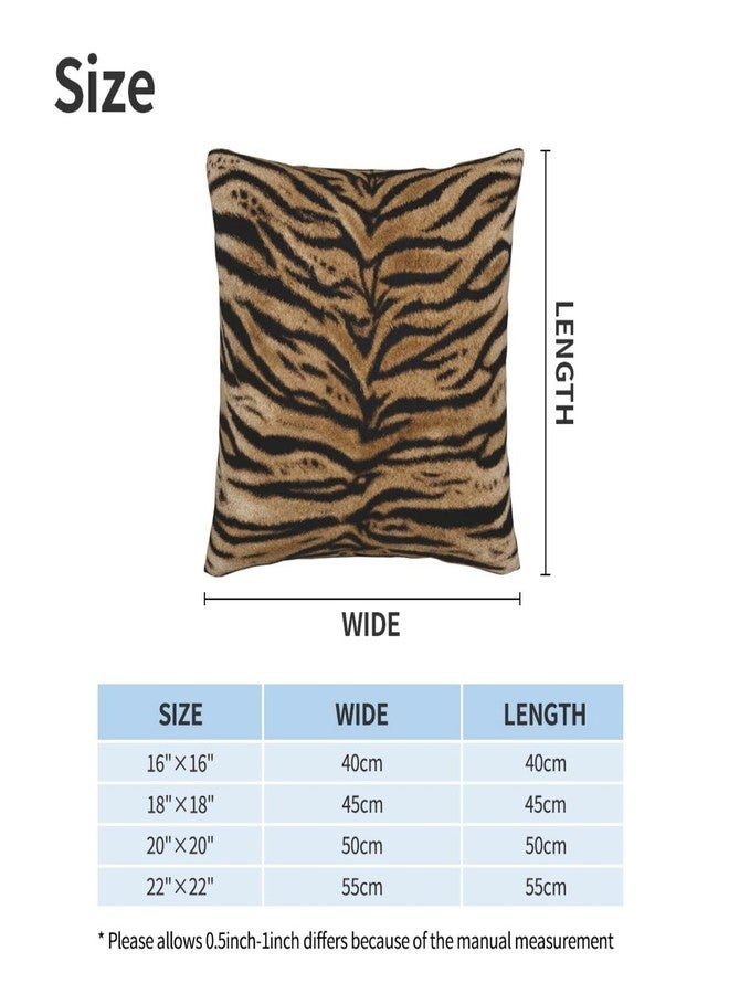 Perinsto Tiger Texture Print Throw Pillow Covers Set of 2 Animal Skin Pattern Decorative Pillowcases Soft Cushion Covers for Sofa Couch Bed Home Decor, 18"X18" - Image 4