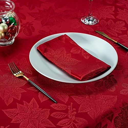 Kadut Christmas Tablecloth, Poinsettia Leaf Red Tablecloth (60 x 102 Inch) for 6 Foot Rectangle Tables, Heavy Duty Fabric, Table Cloth for Harvest, Xmas Holiday, Winter, and Parties Table Cover - Image 4