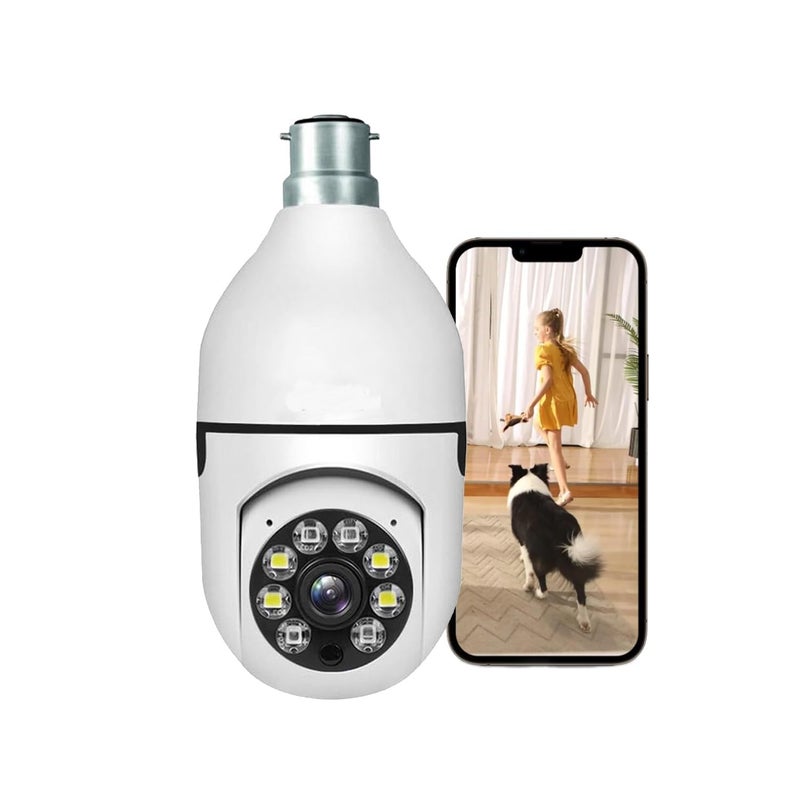 INVICTO WiFi Camera CCTV Camera 1080p Wireless PTZ Bulb Shape V380 Pro Indoor 360 Smart Home Security Camera Light Vision 24x7 Continuous Recording with Motion Sensor LED Lights Light Bulb - Image 1