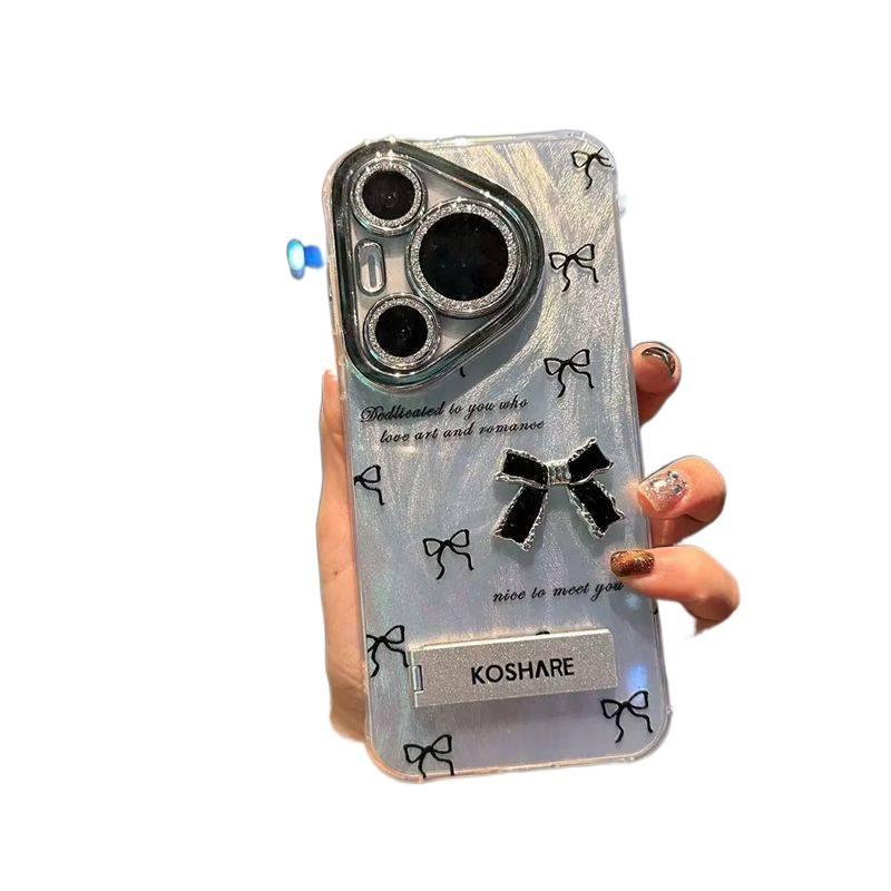 غطاء واقي بPC لـ Samsung Galaxy S23 مع حماية من السقوط وحامل قائم مع مقاوم للصدمات مع تصميم فيونكة باللون Feather Gauze - Image 3