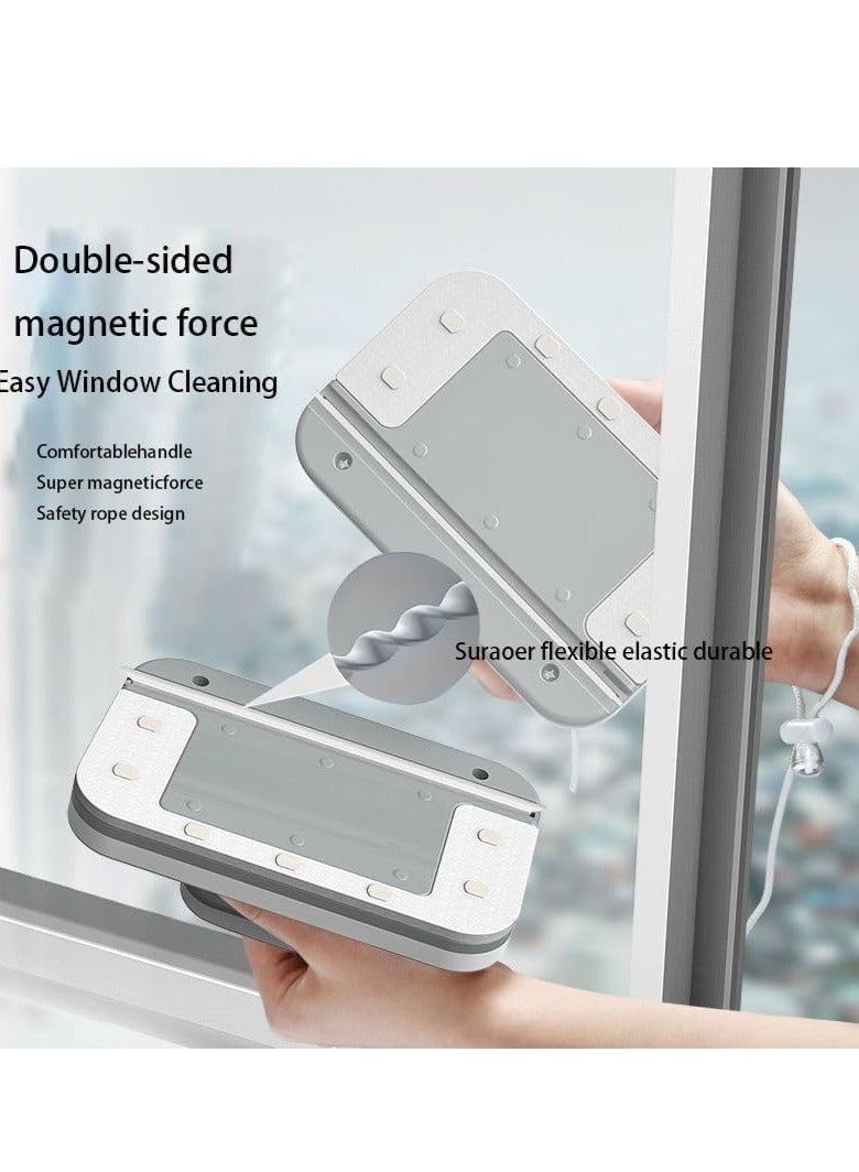 Magnetic Windshield Cleaner Tool Set, Double-Sided Window Cleaner, Glass Wiper with Window Track Cleaner and Dustpan Cleaning Brush, Windshield Wow, Glass Thickness 3-10mm - Image 4