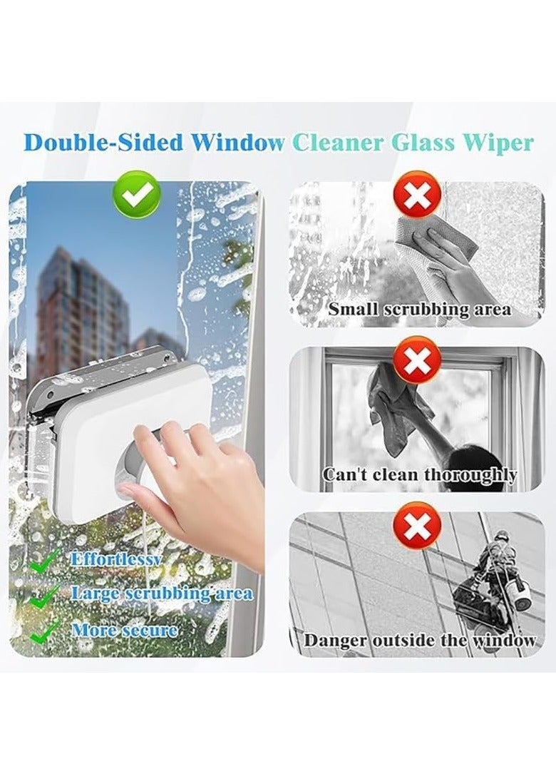 Magnetic Windshield Cleaner Tool Set, Double-Sided Window Cleaner, Glass Wiper with Window Track Cleaner and Dustpan Cleaning Brush, Windshield Wow, Glass Thickness 3-10mm - Image 5