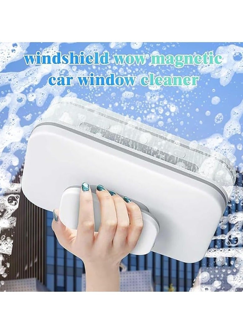 Magnetic Windshield Cleaner Tool Set, Double-Sided Window Cleaner, Glass Wiper with Window Track Cleaner and Dustpan Cleaning Brush, Windshield Wow, Glass Thickness 3-10mm - Image 3