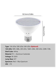 Generic LED Grow Light Bulb for Indoor Plants Red & Blue Spectrum 300 LEDs Plant Light Bulbs E27 Growing Lamp for Seedlings Hydroponic Succulent Flowers Veg Greenhouse (85-265V)  - Image 2