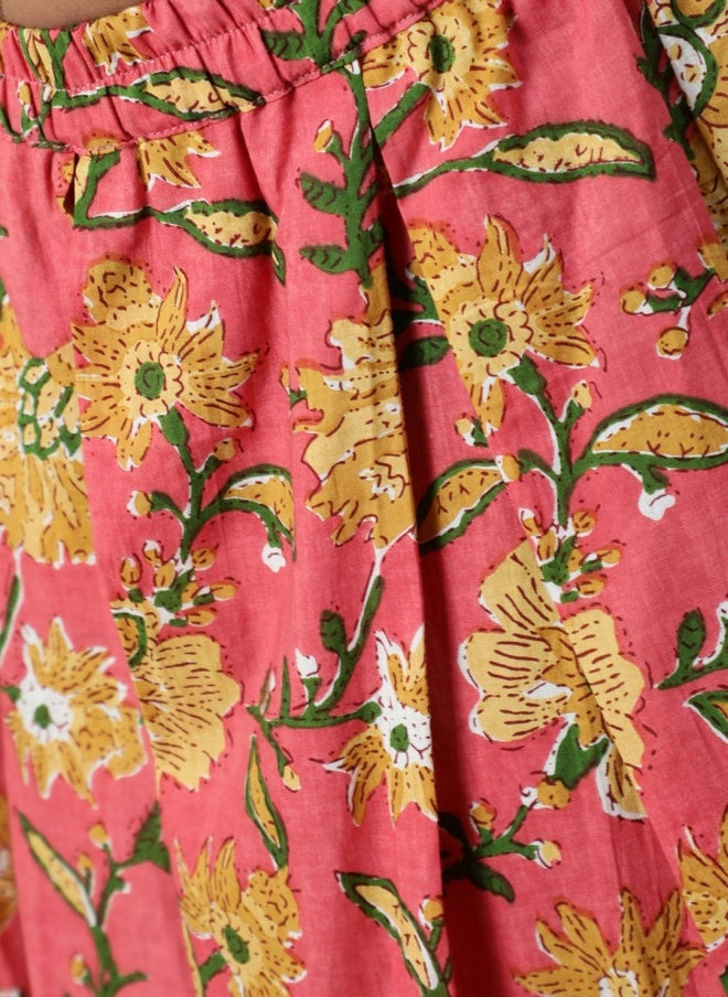 أيه كيه إس طقم بناتي قطن بطبعات زهور مع بنطلون بالازو - Image 3