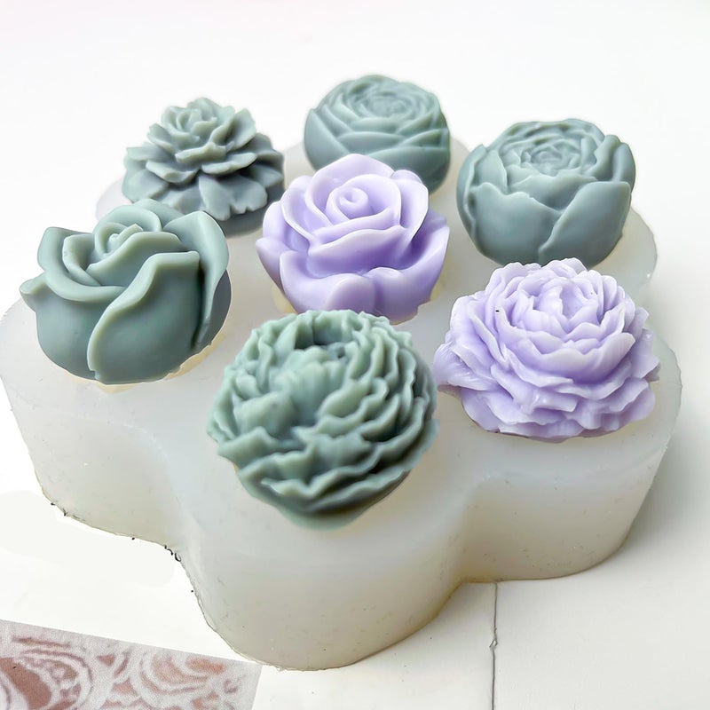 ESEDAGE 7 Cavities Flower Mold - Multiple Style - Soap & Candle Mold - Silicone 3D Molds for Candy & Home Decor - Resin Casting & Making Molds - Image 3