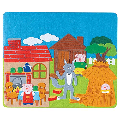 Constructive Playthings Classic Stories Felt Board Story Sets, Flannel Board for Preschool Learning Activities, With Three Little Pigs, Goldilocks, Red Riding Hook, Red Hen and Gingerbread Boy, 3+ - Image 3