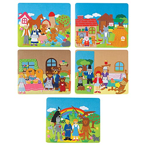 Constructive Playthings Classic Stories Felt Board Story Sets, Flannel Board for Preschool Learning Activities, With Three Little Pigs, Goldilocks, Red Riding Hook, Red Hen and Gingerbread Boy, 3+ - Image 1