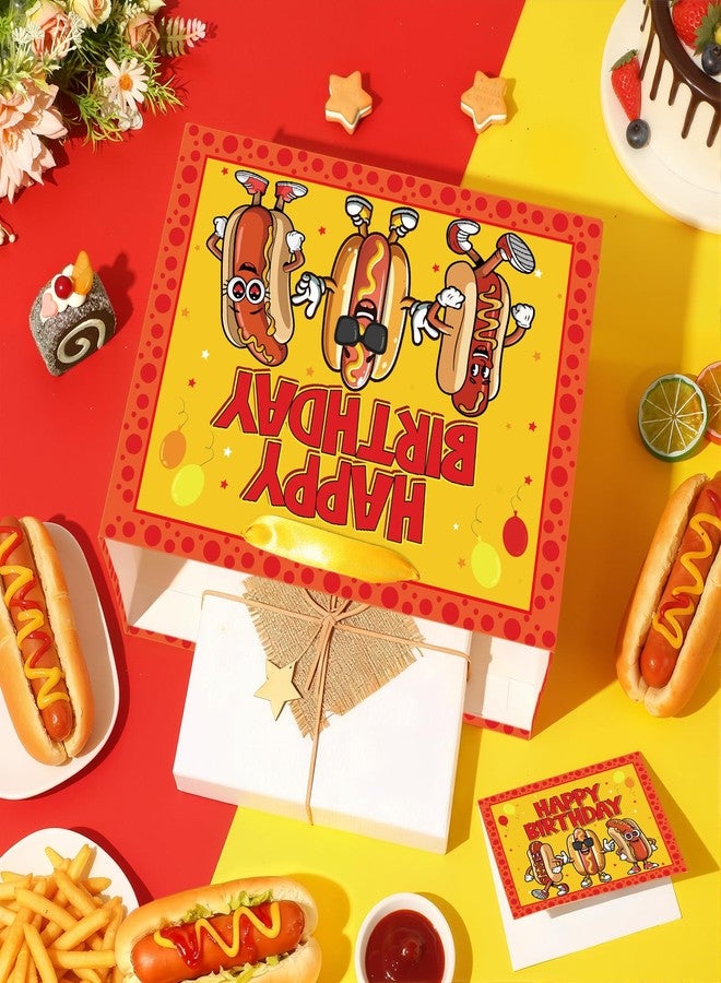 Woosytoo Cartoon Hot Dog Birthday Gift Bag Red Hot Dog Themed Birthday Wrapping Paper Bag with Greeting Card for Kids Adults BBQ Picnic Sausage Food Snacks Hotdog Bday Baby Shower Party Supplies - Image 5