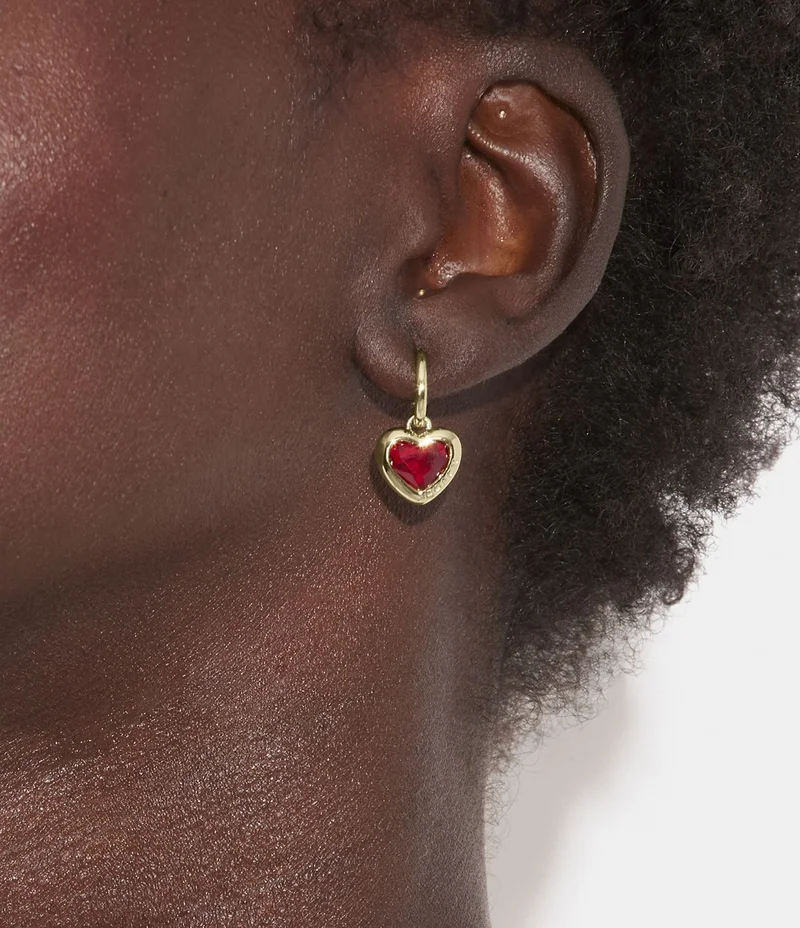 COACH Heart Charm Huggie Earrings