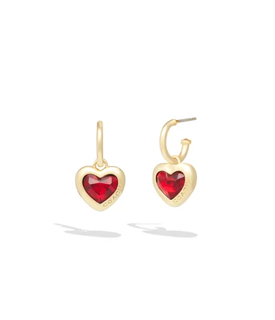 COACH Heart Charm Huggie Earrings