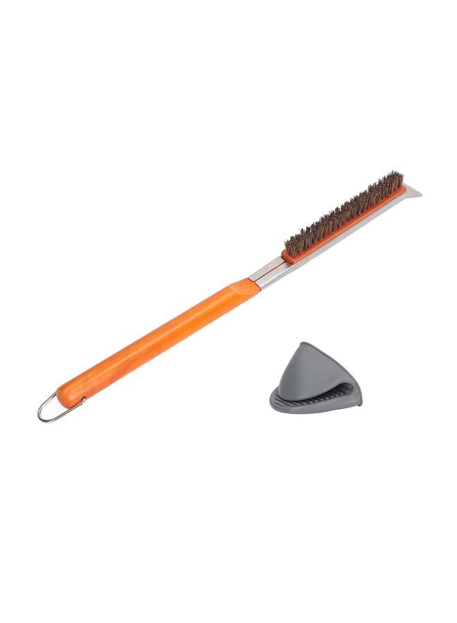 21 Inch Pizza Oven Brush Pizza Stone Cleaning Brush with Scraper Hanging Ring for Removing Stubborn Food Residues
