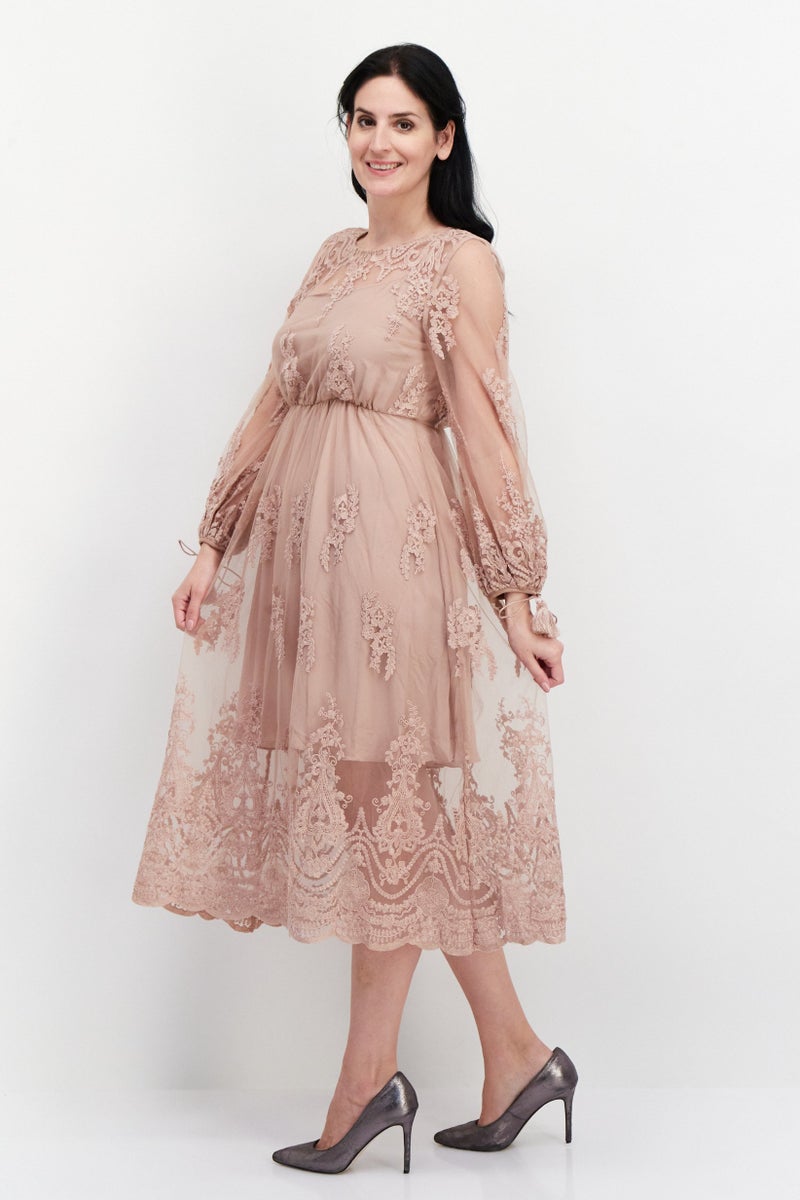 VERO MODA فستان ميدي كاجوال مزخرف للنساء، بلش - Image 4