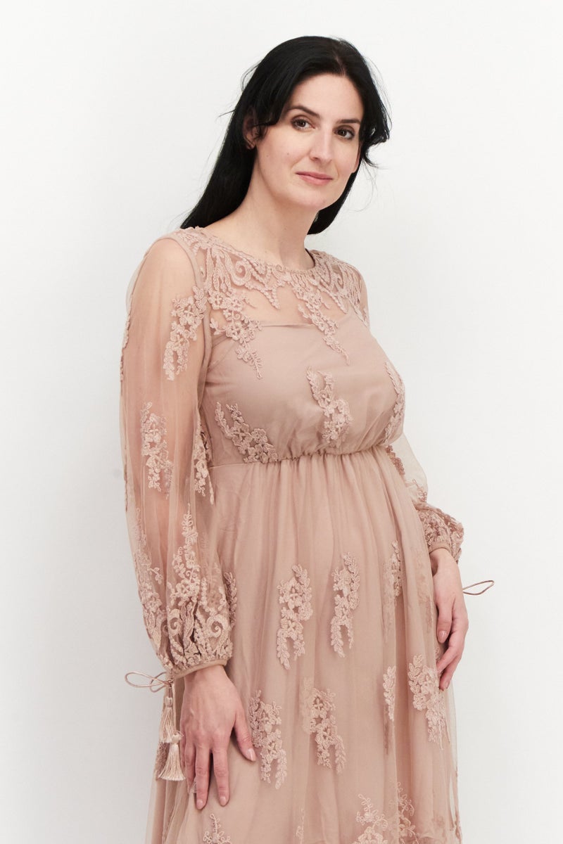 VERO MODA فستان ميدي كاجوال مزخرف للنساء، بلش - Image 3